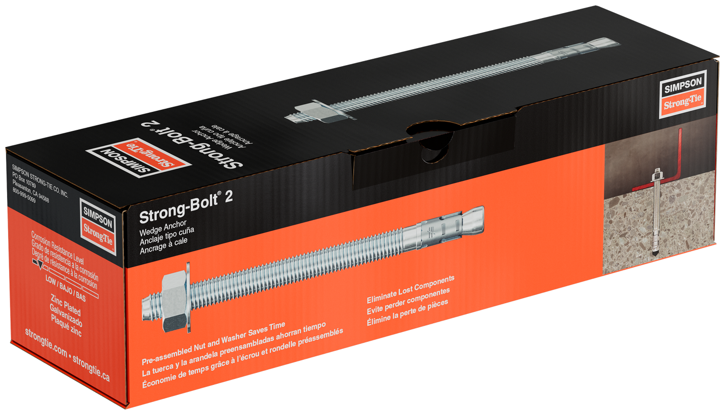 Simpson Strong-Tie STB2-75614F10 Strong-Bolt® 2 — 3/4 in. x 6-1/4 in. Wedge Anchor, Fully Assembled (10-Qty) (Pack of 2)