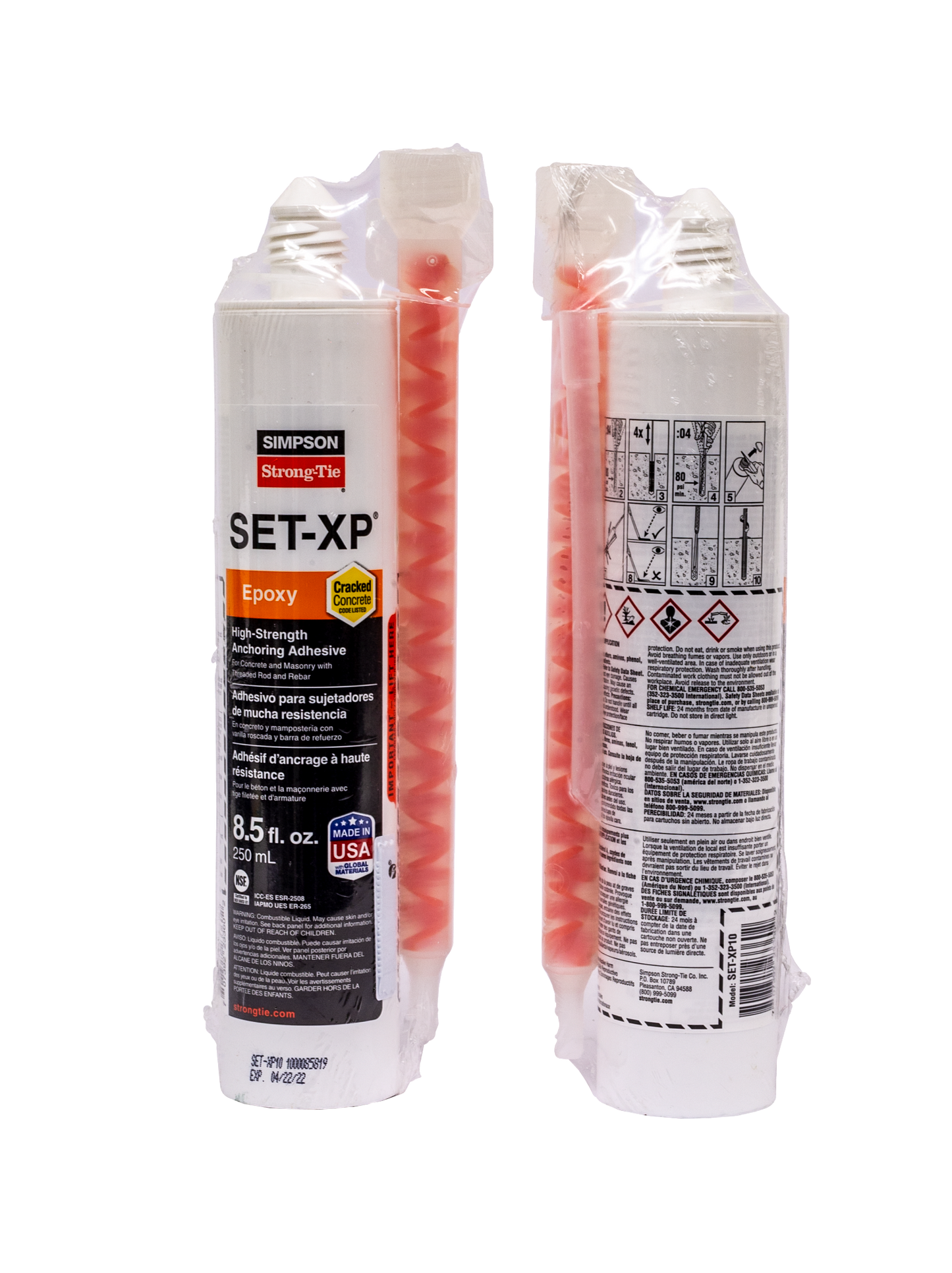 Simpson Strong-Tie SET-XP10 SET-XP® 8.5-oz. High-Strength Epoxy Adhesive Cartridge w/ 1 Nozzle and Extension
