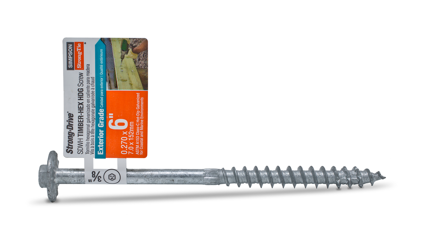 Simpson Strong-Tie SDWH27600G-RP1 Strong-Drive® SDWH™ TIMBER-HEX HDG Screw — 0.276 in. x 6 in. 3/8 Hex