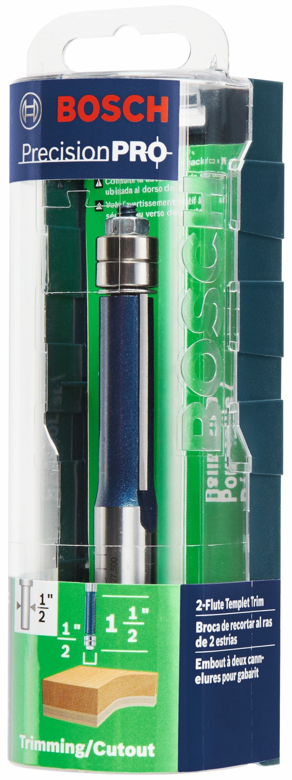 Broca fresadora de doble flauta con punta de carburo BOSCH 85601MC de 1/2 pulg. x 1-1/2 pulg.