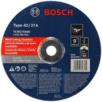 BOSCH TCW27S900 9 In. 5/64 In. 7/8 In. Arbor Type 27A (ISO 42) 46 Grit Rapido™ Fast Metal/Stainless Cutting Abrasive Wheel