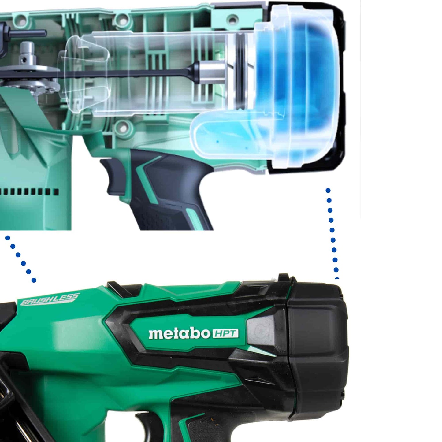 Clavadora de cinta de papel inalámbrica Metabo HPT NR1890DCSTM de 18 V y 3-1/2" MultiVolt