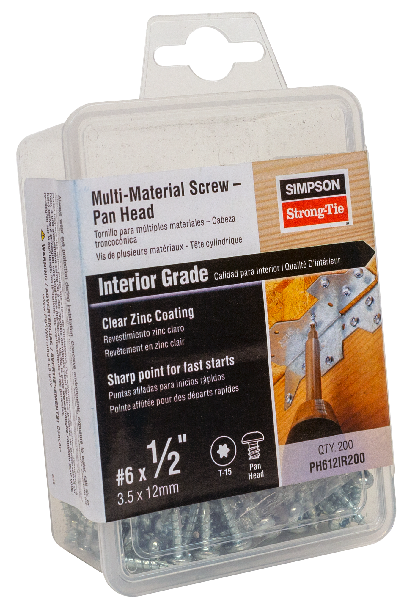 Simpson Strong-Tie PH612IR200 Multi-Material Screw — Pan Head #6 x 1/2 in. (200-Qty) (Pack of 600)