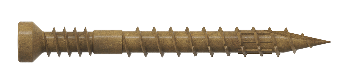 Simpson Strong-Tie FT07112R500 Finish Trim Screw — #7 x 1-1/2 in. T10, Trim-Head, Quik Guard®, Tan (500-Qty)