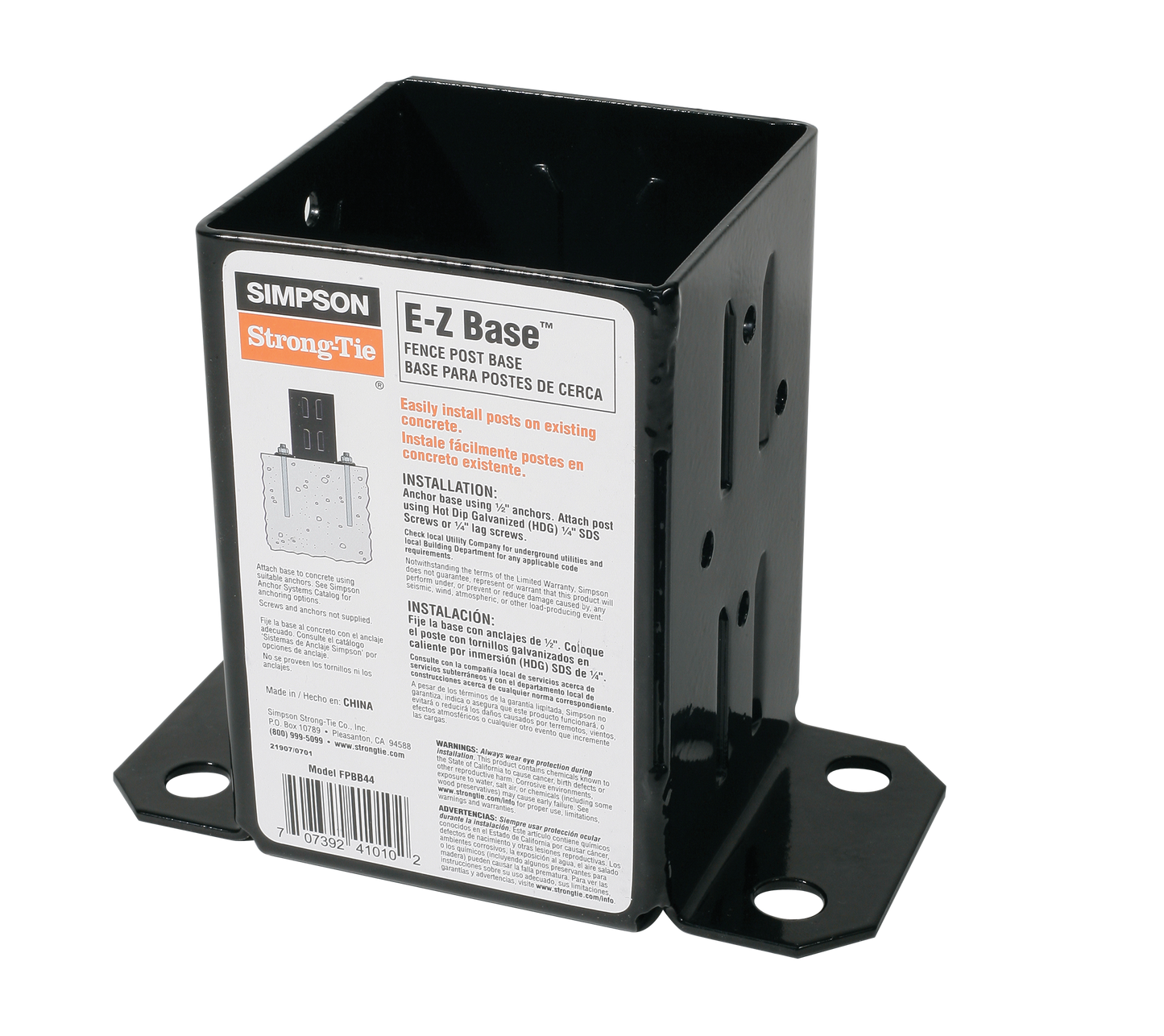 Simpson Strong-Tie FPBB44 E-Z Base™ Black Powder-Coated Post Base for 4x4
