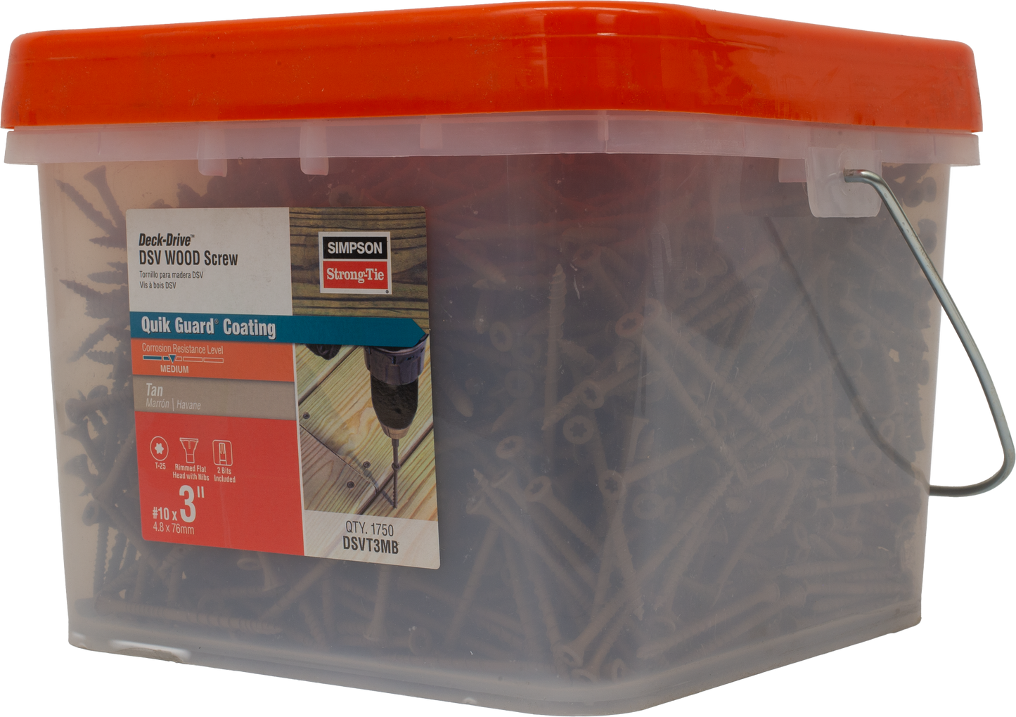Simpson Strong-Tie DSVT3MB Deck-Drive™ DSV WOOD Screw — #10 x 3 in. T-25, Flat Head, Quik Guard®, Tan (1750-Qty)