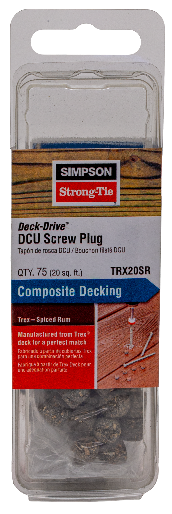Simpson Strong-Tie TRX20SR Deck-Drive™ DCU Screw Plug — Trex Spiced Rum (75-Qty)