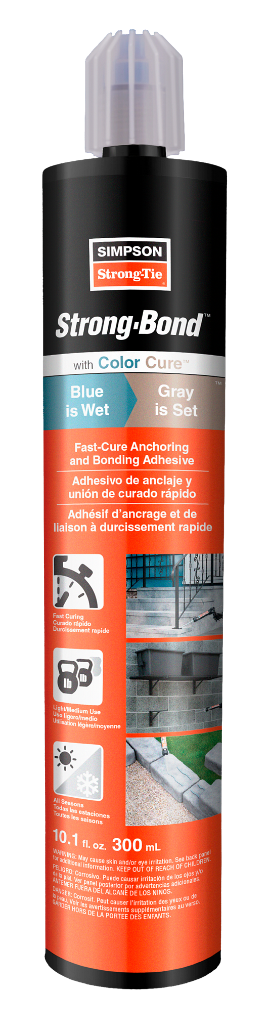 Simpson Strong-Tie STRGBND10 Strong-Bond™ 10.1 oz. Fast Cure Anchoring and Bonding Adhesive Cartridge w/ Nozzle