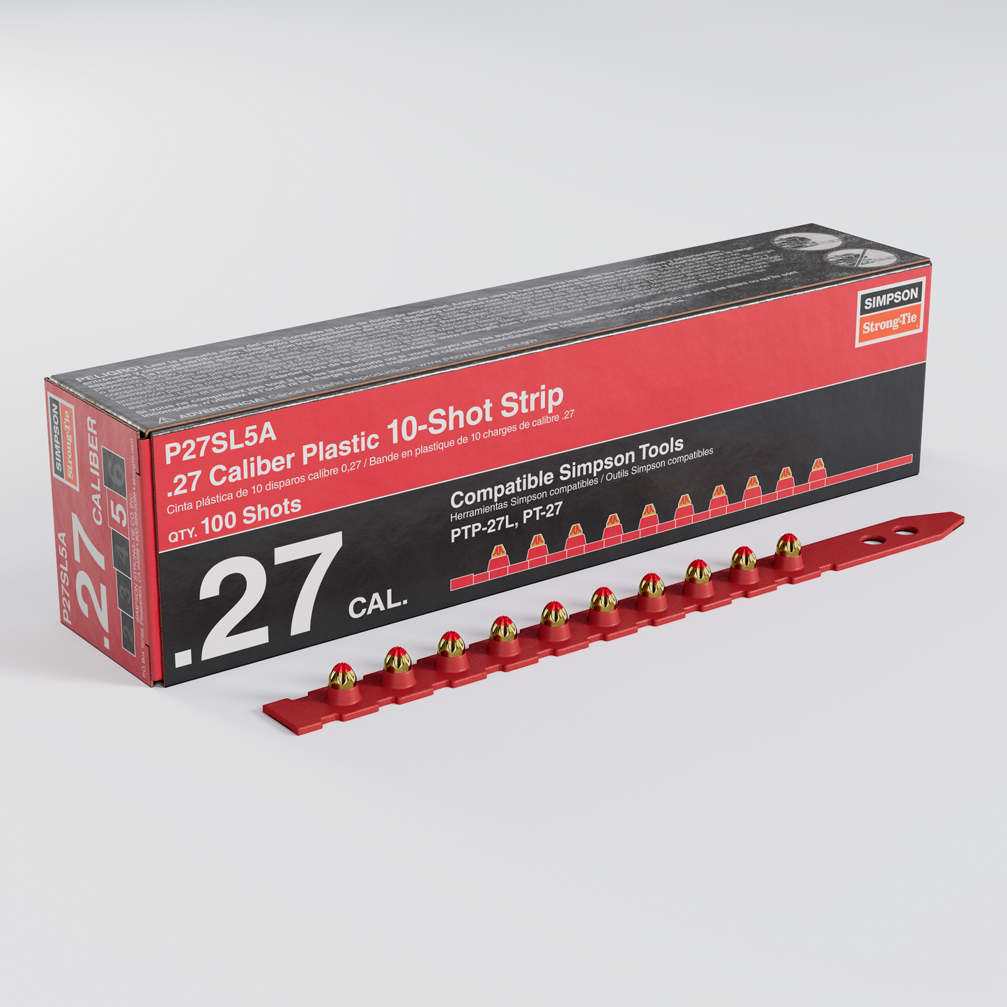 Simpson Strong-Tie P27SL5A P27SL 0.27-Caliber Plastic, 10-Shot Strip Loads, Red - Imported (100-Qty)