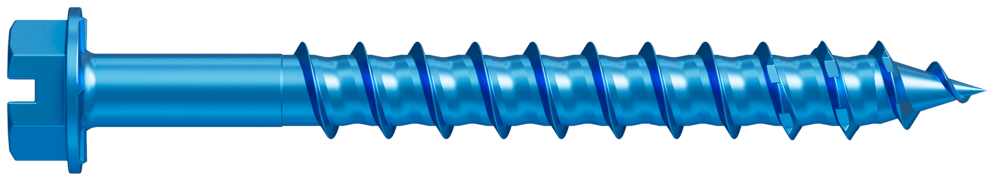 Simpson Strong-Tie TNT25214H Titen Turbo™ — 1/4 in. x 2-1/4 in. Hex-Head Concrete and Masonry Screw, Blue (100-Qty) (Pack of 420)