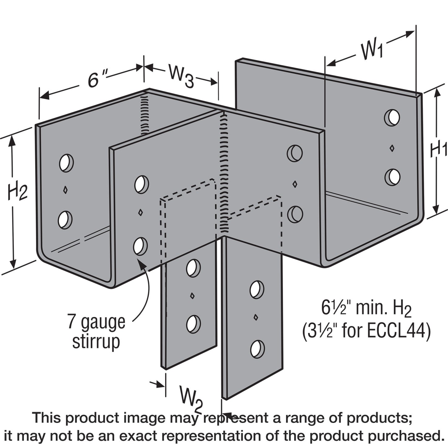 Simpson Strong-Tie ECCLR444 ECCLL L-Shape End Column Cap for 4x Beams, 4x Post, Skewed Right