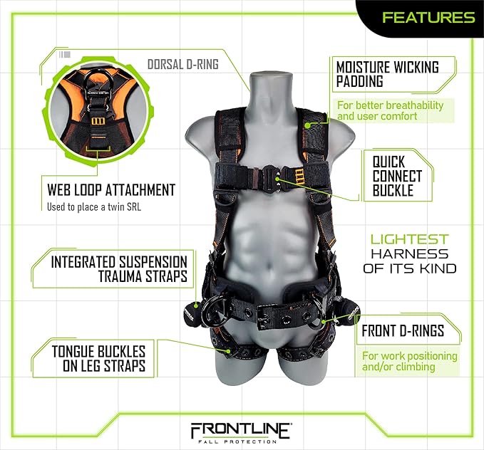 Frontline 110CTB-ML-DC Combat™ Digital Camo Style Full Body Harness with Aluminum Hardware and Suspension Trauma Straps