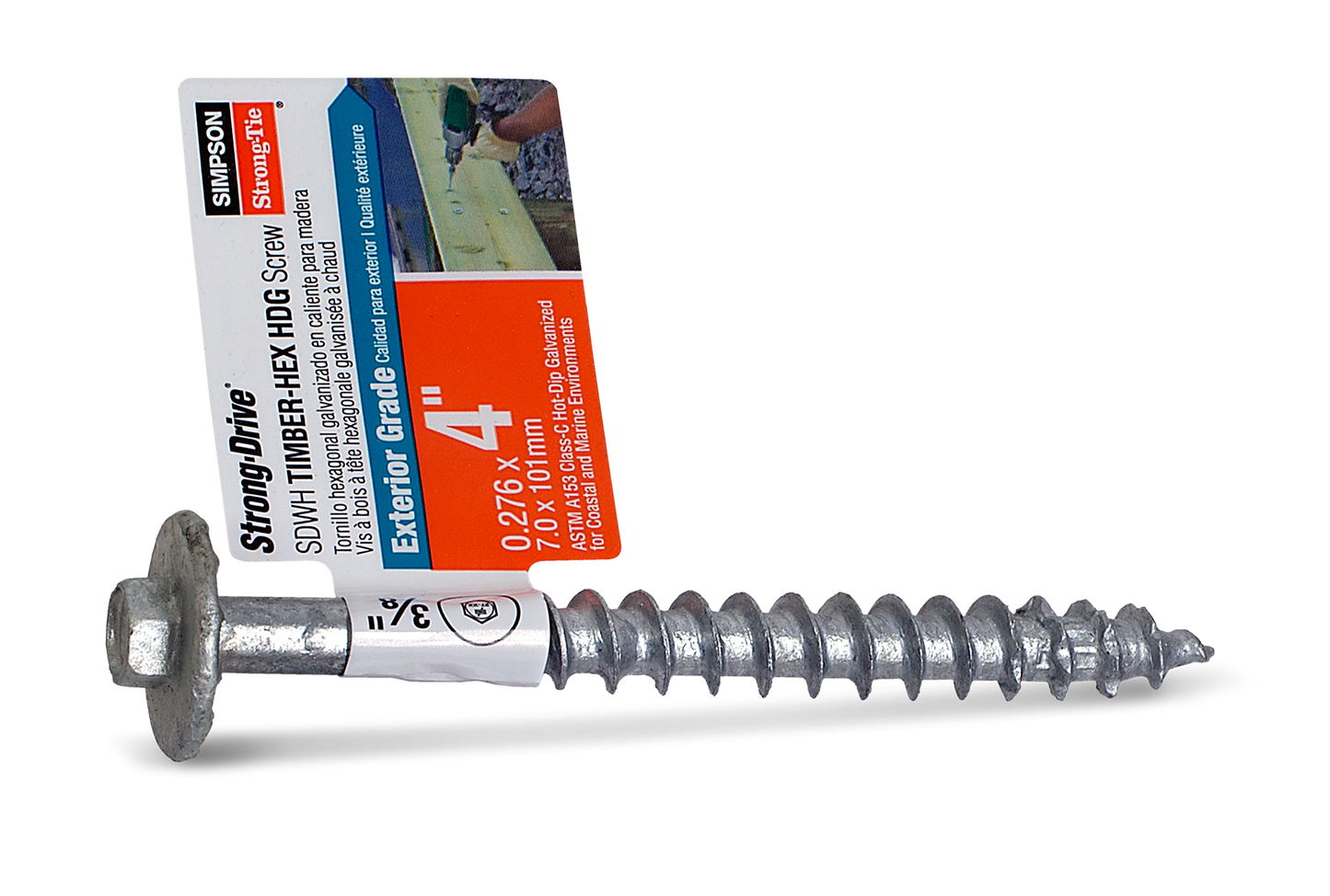 Simpson Strong-Tie SDWH27400G-RP1 Strong-Drive® SDWH™ TIMBER-HEX HDG Screw — 0.276 in. x 4 in. 3/8 Hex