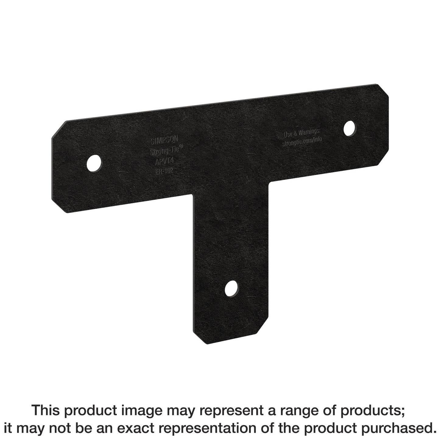 Simpson Strong-Tie APVT4 Outdoor Accents® Avant Collection™ ZMAX®, Black Powder-Coated T Strap for 4x4 (Pack of 8)