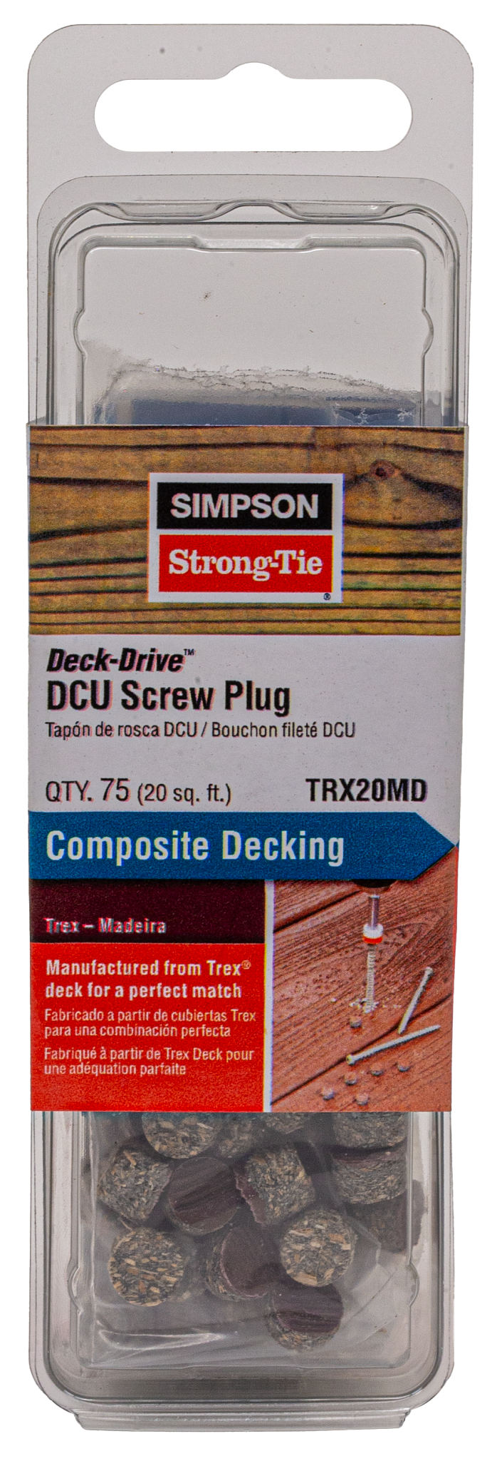 Simpson Strong-Tie TRX20MD Deck-Drive™ DCU Screw Plug — Trex Madeira (75-Qty) (Pack of 5)