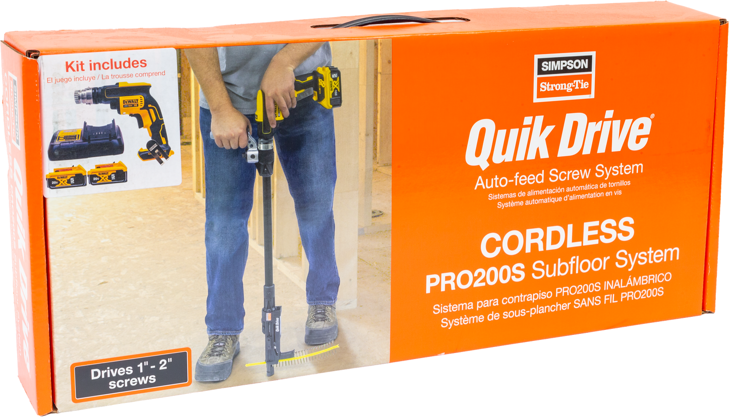 Simpson Strong-Tie PRO200SG2C2K Quik Drive® Cordless PRO200S Multi-Purpose System w/ DeWalt® 2500 RPM Screwdriver Motor (Pack of 60)