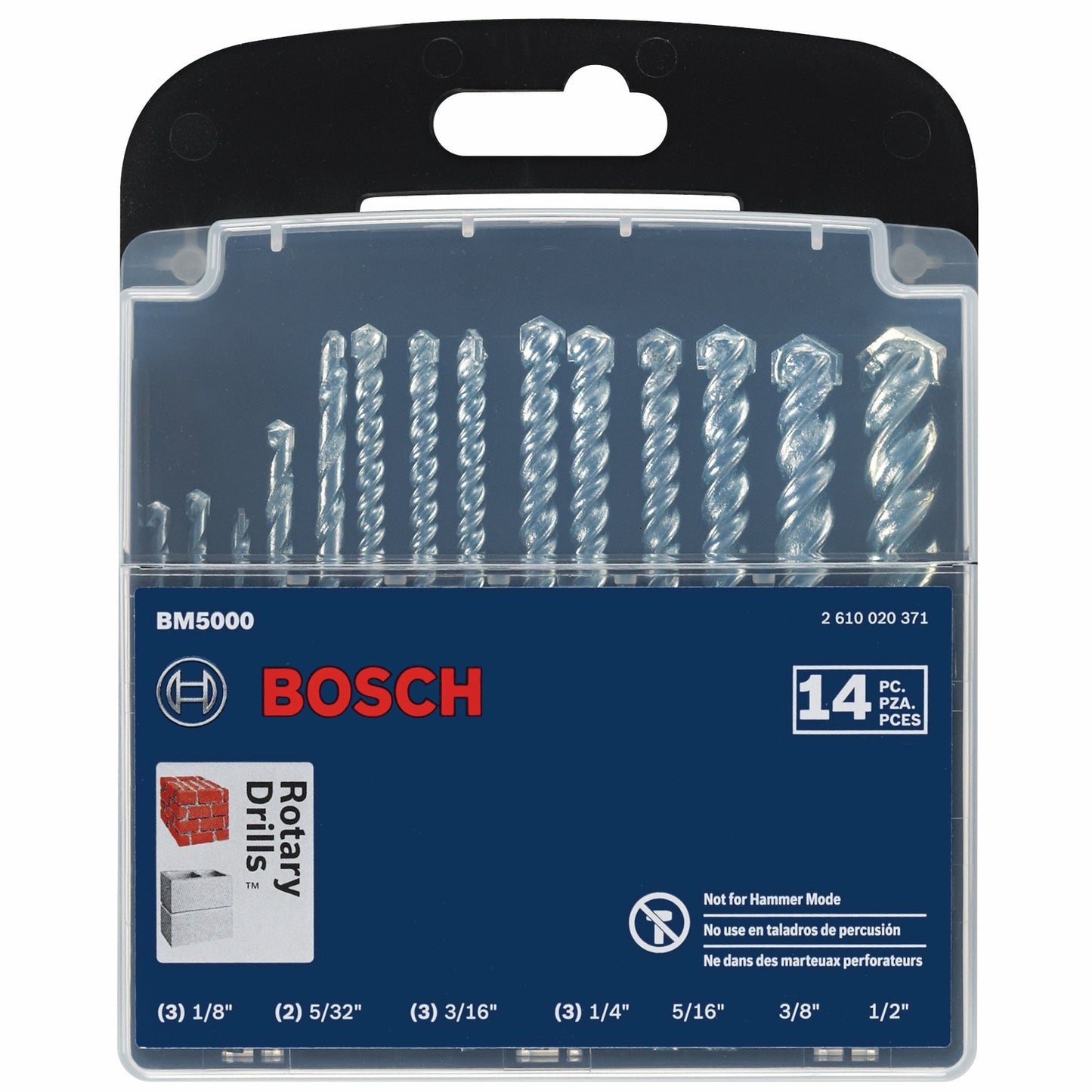 Juego de brocas rotativas de espiral rápida para mampostería BOSCH BM5000 de 14 piezas