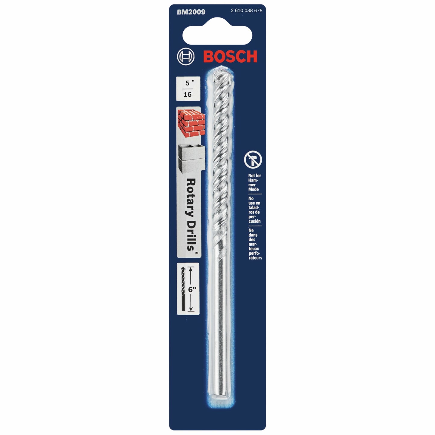 Broca rotativa de espiral rápida para mampostería BOSCH BM2009 de 5/16 pulg. x 4 pulg. x 6 pulg.