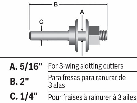 BOSCH 92813C 5/16 In. Arbor for Slotting Cutters