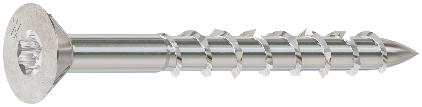 Simpson Strong-Tie S08162WP5 Deck-Drive™ DWP WOOD SS Screw — #8 x 1-5/8 in. T-20, Flat Head, Type 305 (5 lb.)