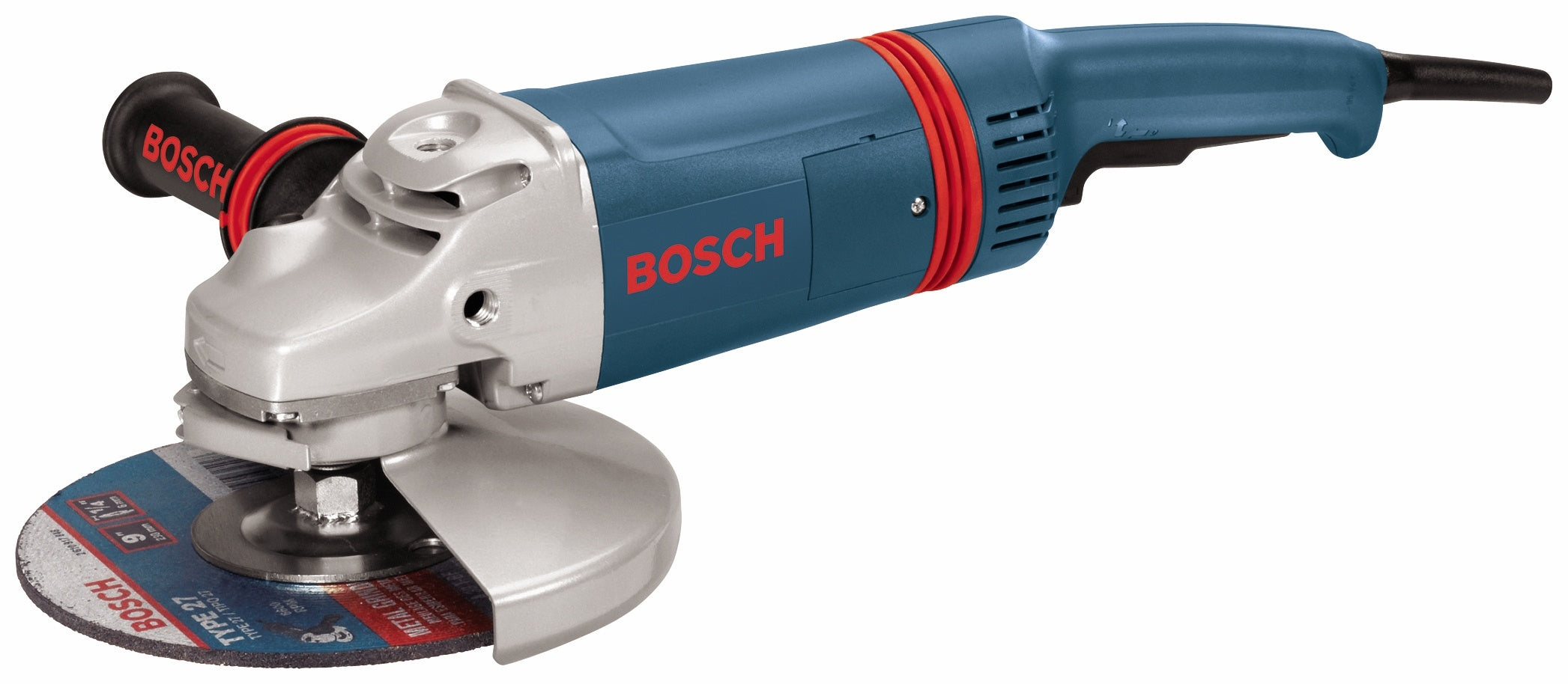 Amoladora angular grande BOSCH 1893-6 de 9 pulgadas y 15 A con mango de cola de rata