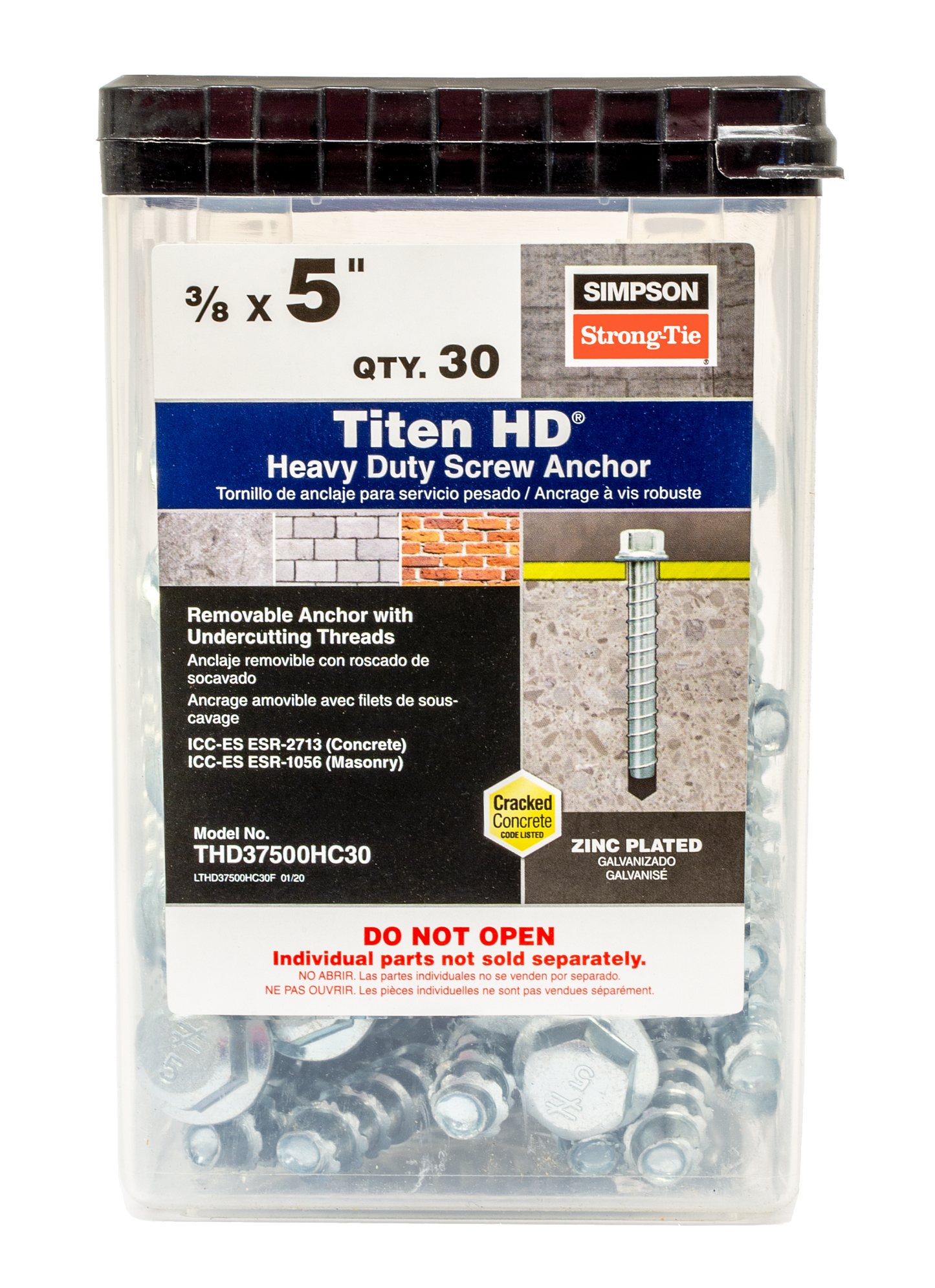 Simpson Strong-Tie THD37500H Titen HD® 3/8 in. x 5 in. Heavy-Duty Screw Anchor (50-Qty) (Pack of 2)