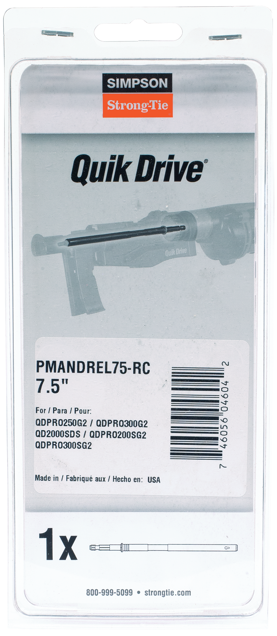 Simpson Strong-Tie PMANDREL75-RC Quik Drive® 7-1/2 in. Mandrel (Pack of 12)