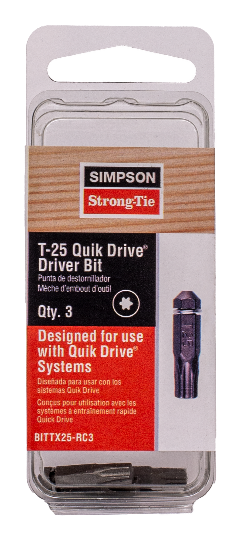 Simpson Strong-Tie BITTX25-RC3 Quik Drive® T25 6-Lobe-Drive Bit (3-Qty) (Pack of 5)