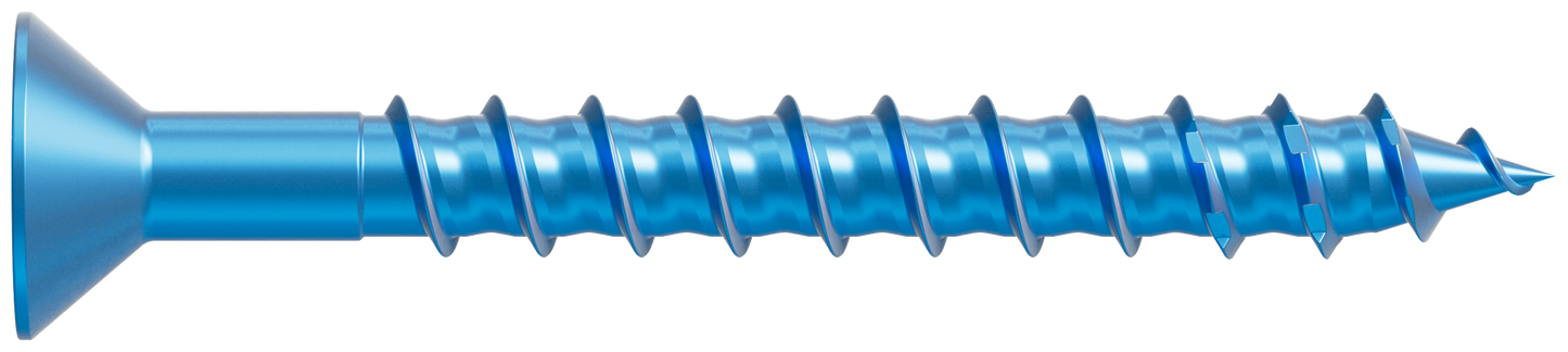Simpson Strong-Tie TNT25214TF Titen Turbo™ — 1/4 in. x 2-1/4 in. 6-Lobe Flat-Head Concrete and Masonry Screw, Blue (100-Qty) (Pack of 420)
