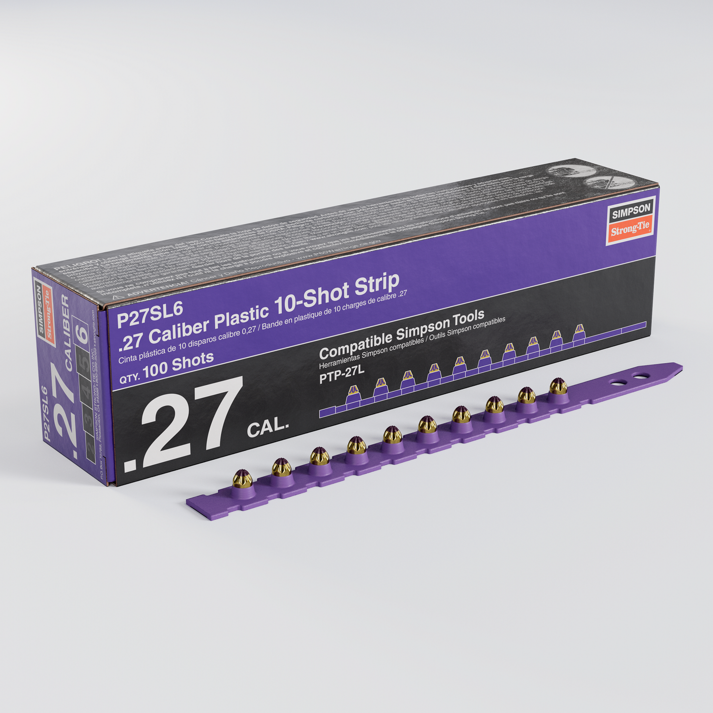 Simpson Strong-Tie P27SL6 P27SL 0.27-Caliber Plastic, 10-Shot Strip Load, Purple (100-Qty) (Pack of 100)