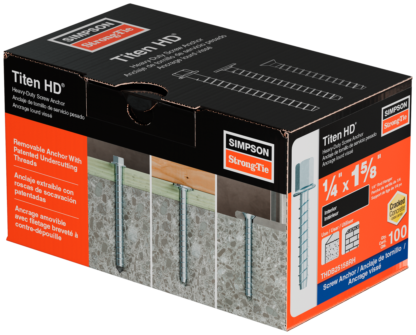 Simpson Strong-Tie THDB25158RH Titen HD® 1/4 in. x 1-5/8 in. Threaded Rod Hanger for 1/4 in. Rod (100-Qty) (Pack of 490)