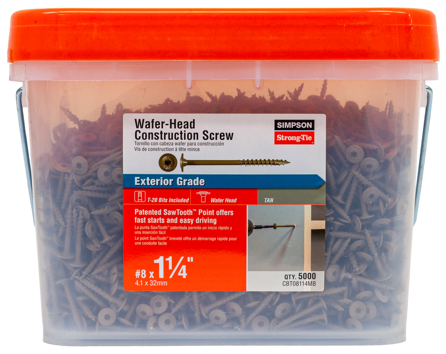 Simpson Strong-Tie CBT08114MB Wafer-Head Construction Screw — #8 x 1-1/4 in. T20, Quik Guard®, Tan (5000-Qty)