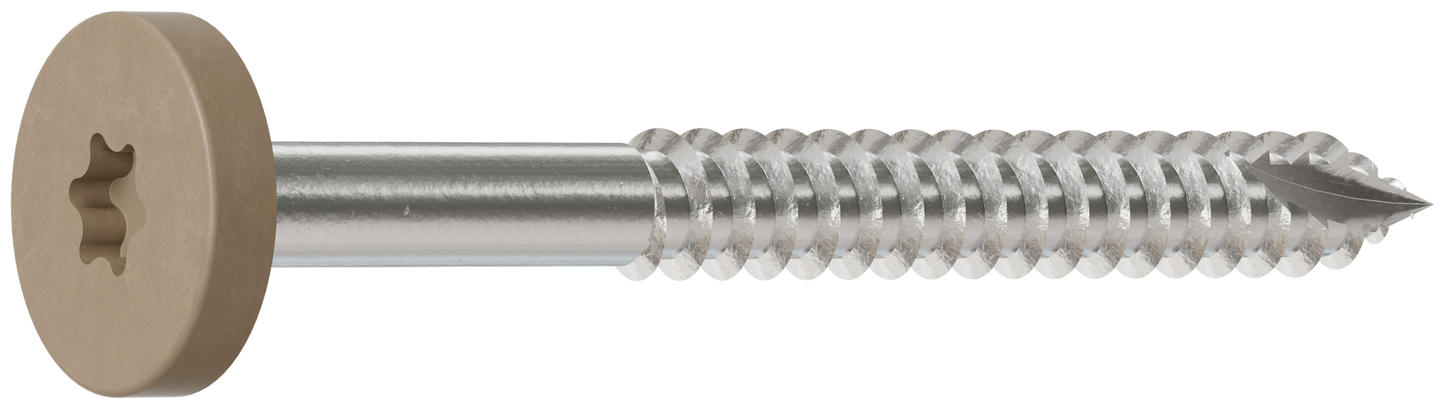 Simpson Strong-Tie T08175FS75TN02 Fascia Board Screw — #8 x 1-3/4 in. T-20 6-Lobe Pancake Head Type 316, Tan 02 (75-Qty)
