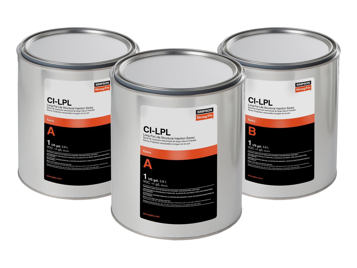 Simpson Strong-Tie CILPL3KT CI-LPL™ Long Pot Life Structural Injection Epoxy (3-gal. Kit)