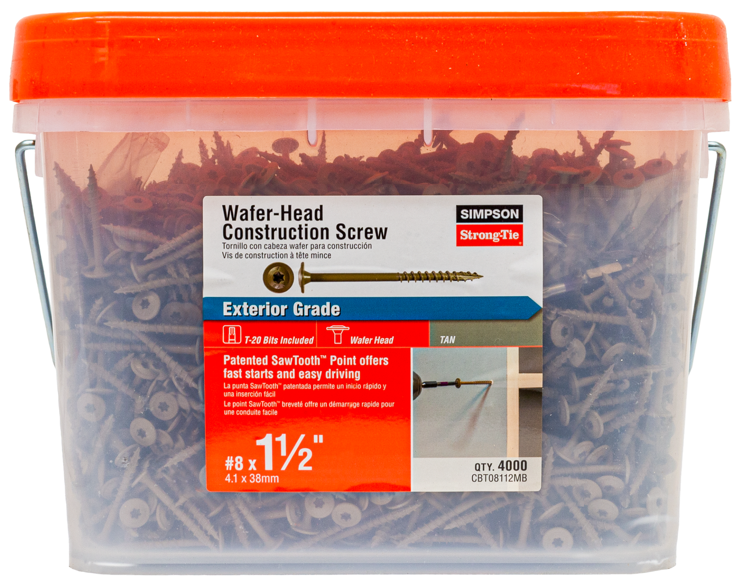 Simpson Strong-Tie CBT08112MB Wafer-Head Construction Screw — #8 x 1-1/2 in. T20, Quik Guard®, Tan (4000-Qty)
