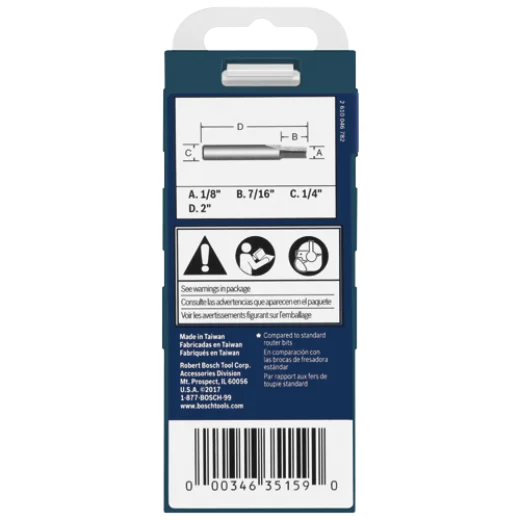 BOSCH 85213MC 1/8 In. x 1/2 In. Solid Carbide Double-Flute Straight Router Bit