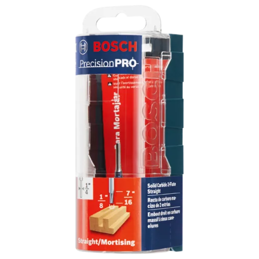 BOSCH 85213MC 1/8 In. x 1/2 In. Solid Carbide Double-Flute Straight Router Bit