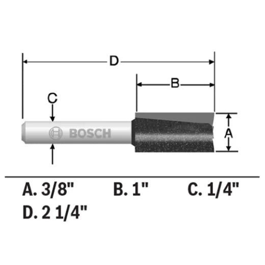 BOSCH 85225MC 3/8 In. x 1 In. Carbide Tipped 2-Flute Straight Bit (Router Bit)