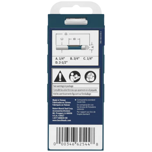 BOSCH 85244MC 1/4 In. x 3/4 In. Carbide-Tipped Single-Flute Pilot Panel Concave Router Bit