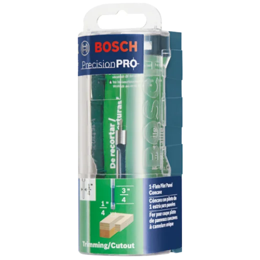 BOSCH 85244MC 1/4 In. x 3/4 In. Carbide-Tipped Single-Flute Pilot Panel Concave Router Bit