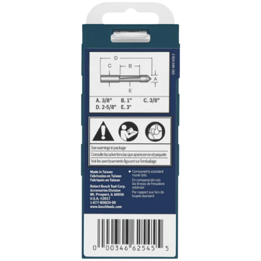 BOSCH 85245MC 3/8 In. x 1 In. Carbide-Tipped Single-Flute Pilot Panel Concave Router Bit