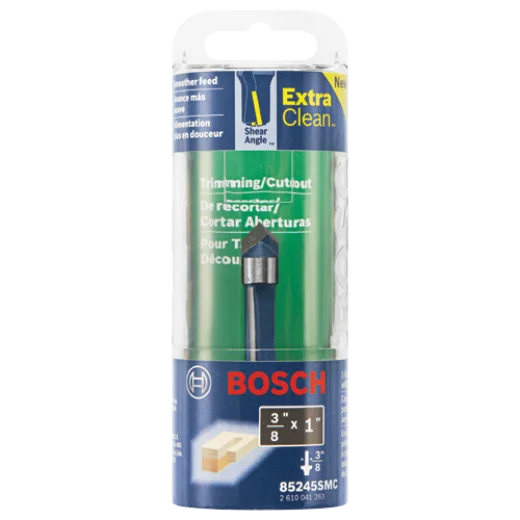 BOSCH 85245SMC 3/8 In. x 1 In. Carbide-Tipped Single-Flute Shear Angle Pilot Panel Router Bit