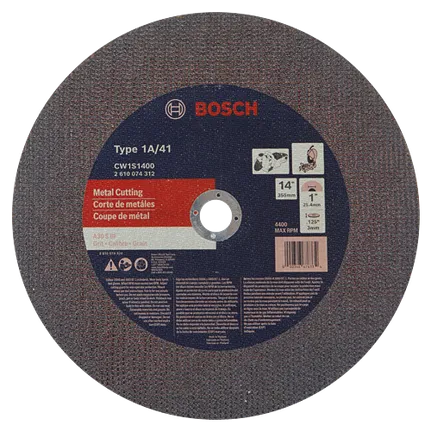 BOSCH CW1S1400 14 In. 0.125 In. 1 In. Arbor Type 1A/41 Metal Cutting Abrasive Wheel