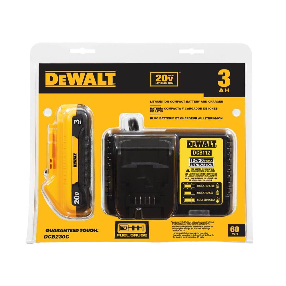 DEWALT DCB230C 20V MAX Battery Pack with Charger, 3-Ah