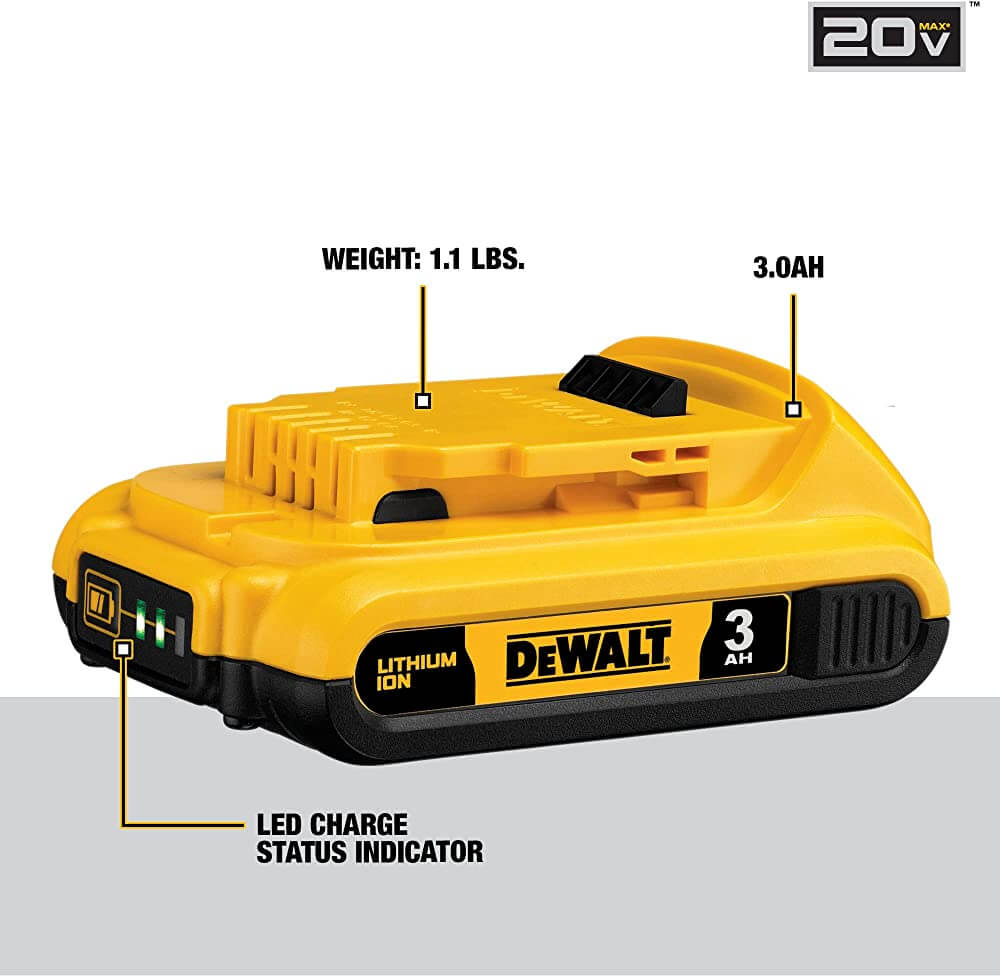 DEWALT DCB230C 20V MAX Battery Pack with Charger, 3-Ah