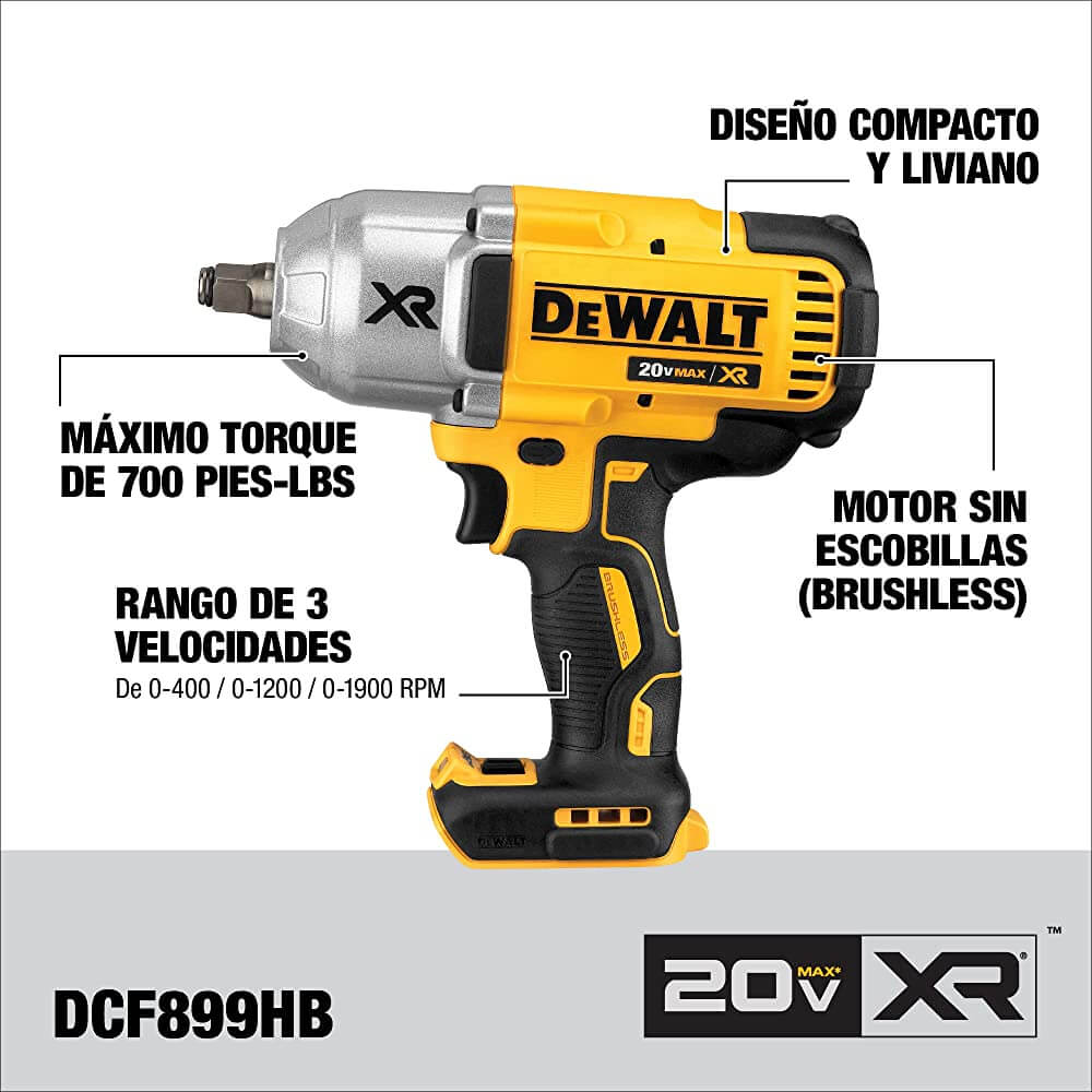 DEWALT DCF899HB 20V MAX* XR® High Torque 1/2 in. Impact Wrench w. Hog Ring Anvil (Tool Only)