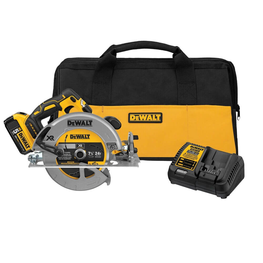 Sierra circular inalámbrica DEWALT DCS570P1 20V MAX* de 7-1/4 pulgadas con kit de freno