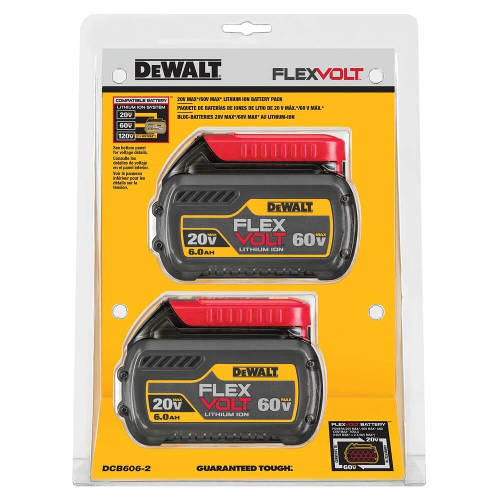 DEWALT DCB606-2 FLEXVOLT® 20/60V MAX* Battery Pack 6.0AH (2 PK)