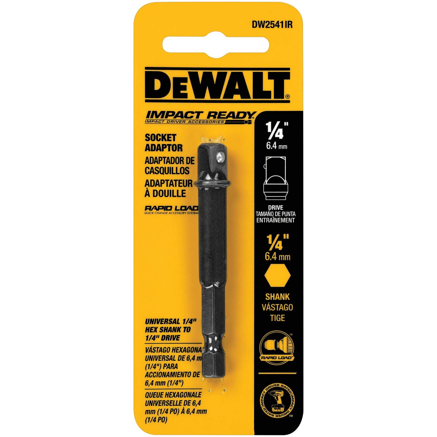 DeWalt DW2541IR G 1/4" Hex To 1/4" Sq Imp Ready Sockt Adpt