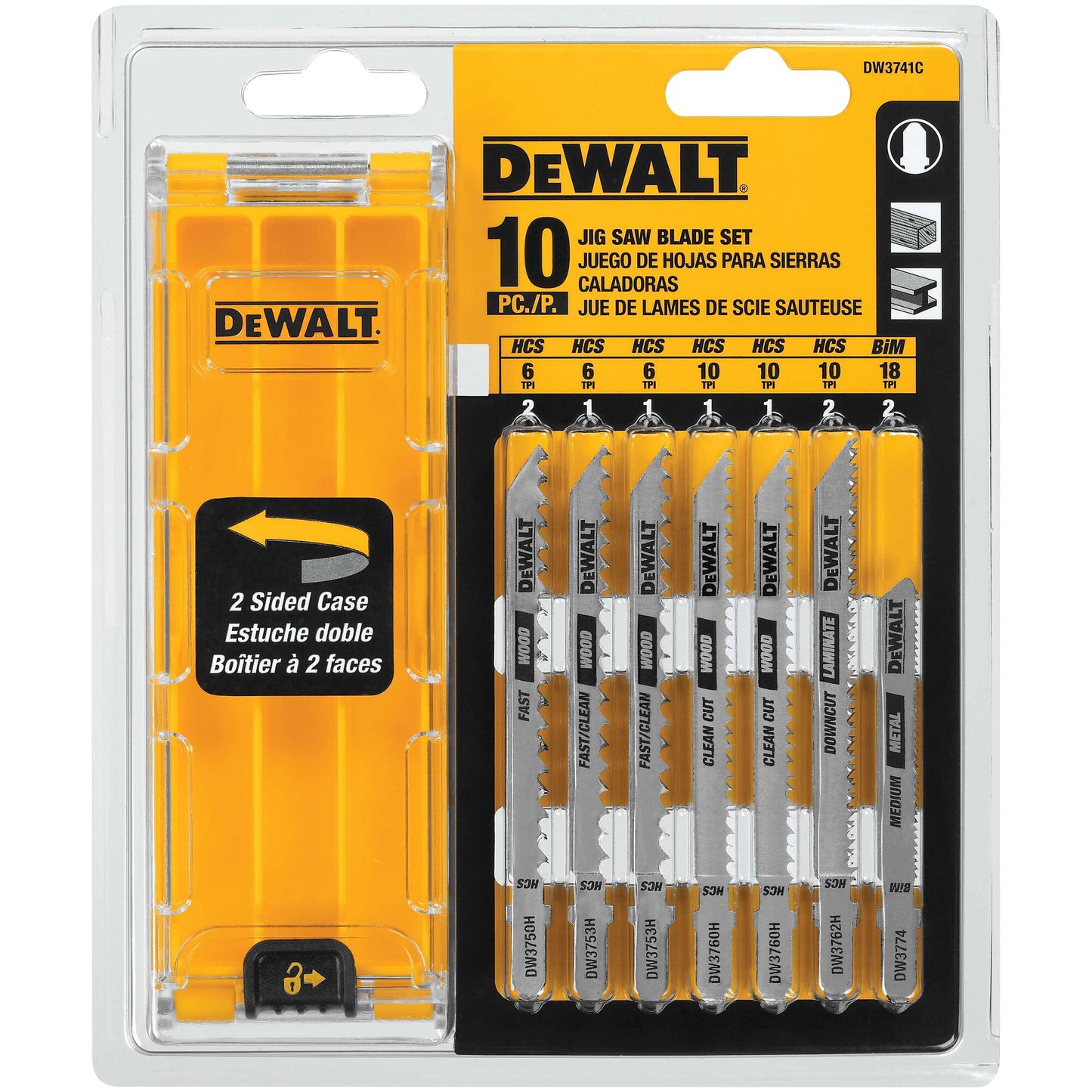 DeWalt DW3741C Jigsaw Blades Set With Case T-Shank 10-Piece